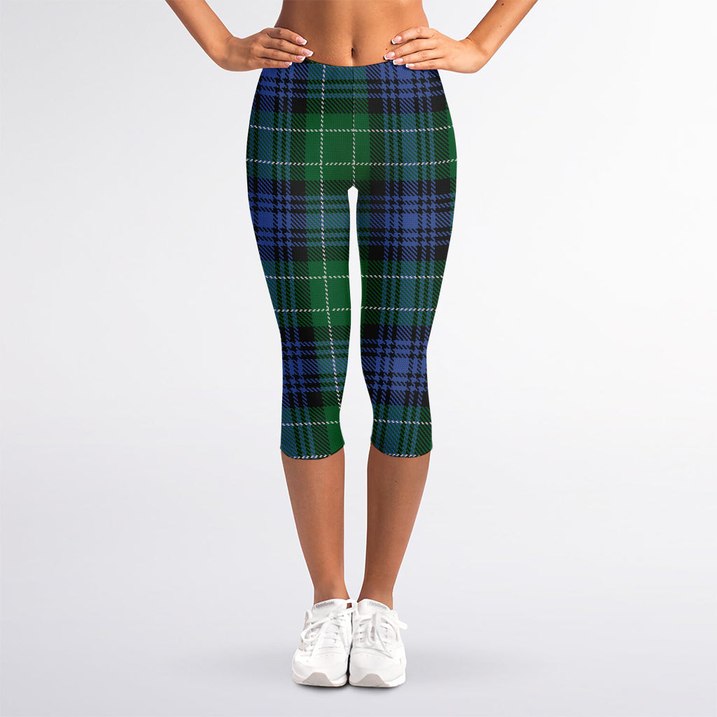 Knitted Scottish Plaid Print Women's Capri Leggings