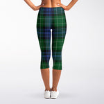 Knitted Scottish Plaid Print Women's Capri Leggings