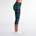 Knitted Scottish Plaid Print Women's Capri Leggings