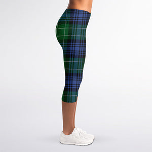 Knitted Scottish Plaid Print Women's Capri Leggings