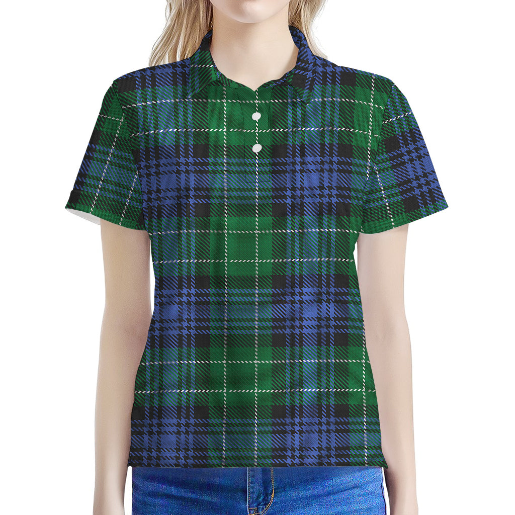 Knitted Scottish Plaid Print Women's Polo Shirt