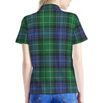 Knitted Scottish Plaid Print Women's Polo Shirt