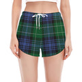 Knitted Scottish Plaid Print Women's Split Running Shorts