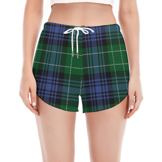Knitted Scottish Plaid Print Women's Split Running Shorts