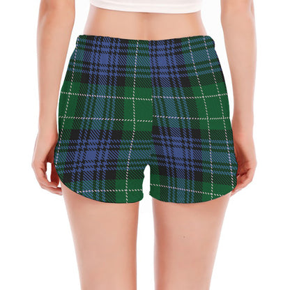 Knitted Scottish Plaid Print Women's Split Running Shorts