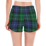 Knitted Scottish Plaid Print Women's Split Running Shorts