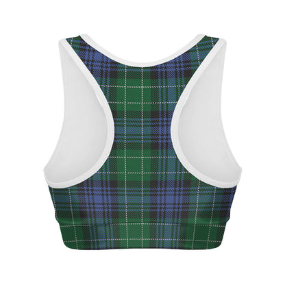 Knitted Scottish Plaid Print Women's Sports Bra