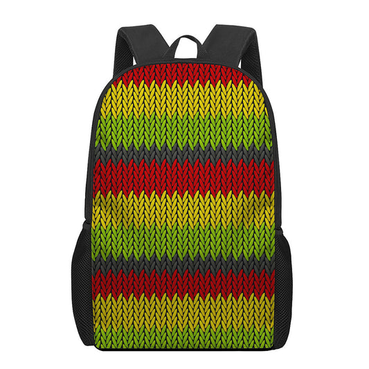 Knitted Style Reggae Pattern Print 17 Inch Backpack