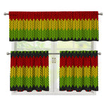 Knitted Style Reggae Pattern Print 3 Piece Kitchen Curtains