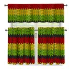 Knitted Style Reggae Pattern Print 3 Piece Kitchen Curtains