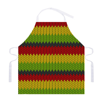 Knitted Style Reggae Pattern Print Adjustable Apron