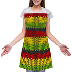 Knitted Style Reggae Pattern Print Adjustable Apron