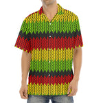 Knitted Style Reggae Pattern Print Aloha Shirt