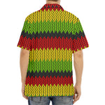 Knitted Style Reggae Pattern Print Aloha Shirt