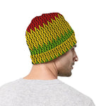 Knitted Style Reggae Pattern Print Beanie