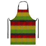 Knitted Style Reggae Pattern Print Bib Apron With Pocket