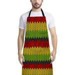 Knitted Style Reggae Pattern Print Bib Apron With Pocket