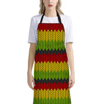 Knitted Style Reggae Pattern Print Bib Apron With Pocket