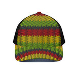 Knitted Style Reggae Pattern Print Black Mesh Trucker Cap