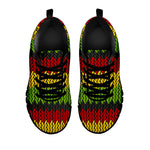Knitted Style Reggae Pattern Print Black Running Shoes