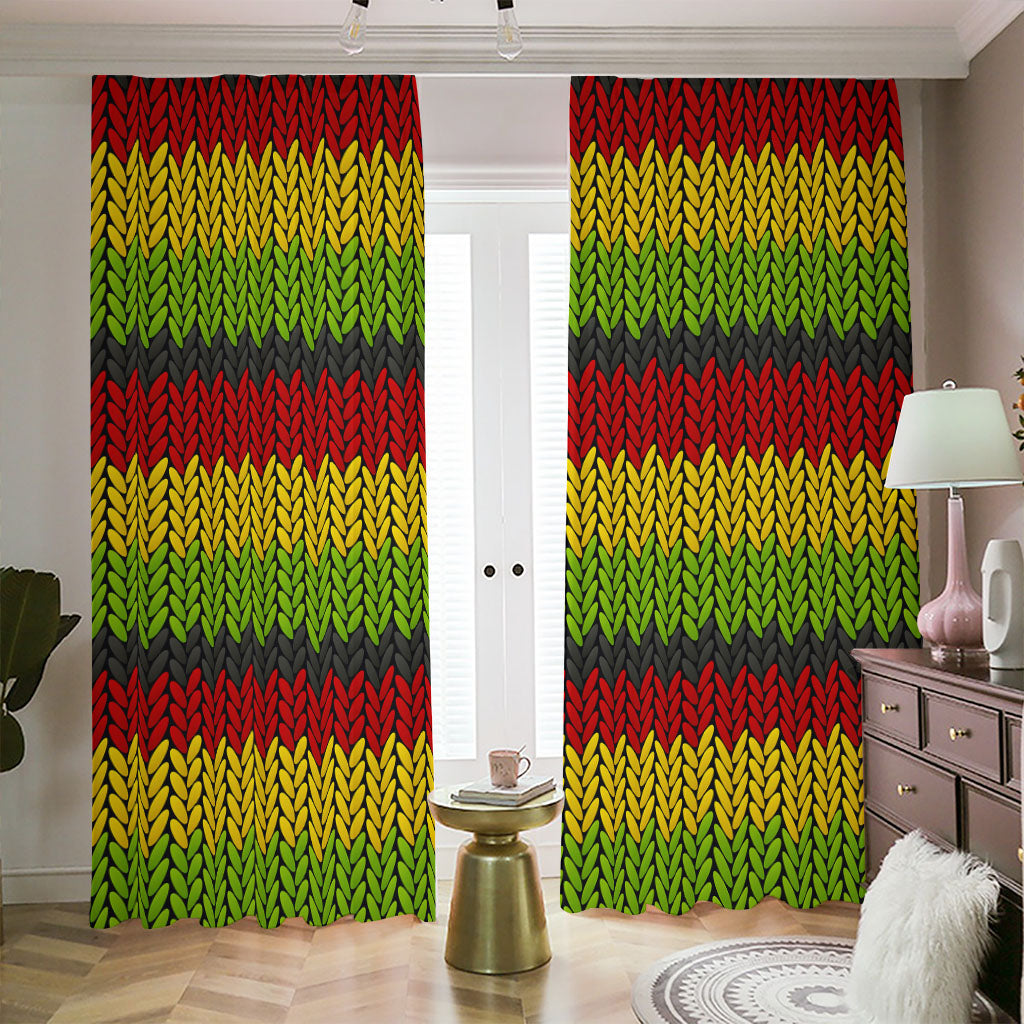 Knitted Style Reggae Pattern Print Blackout Pencil Pleat Curtains