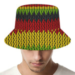 Knitted Style Reggae Pattern Print Bucket Hat