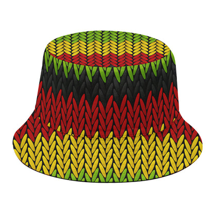 Knitted Style Reggae Pattern Print Bucket Hat