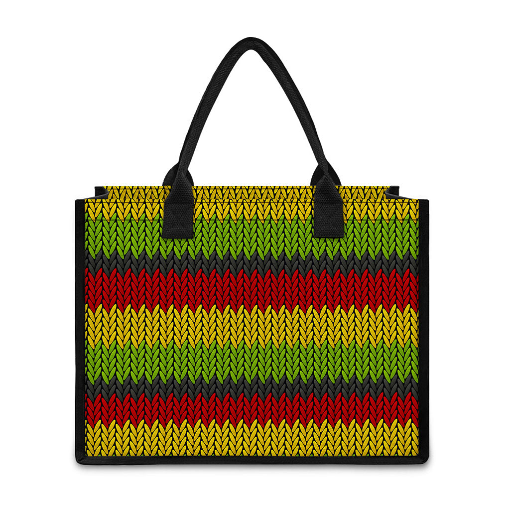 Knitted Style Reggae Pattern Print Canvas Tote Bag