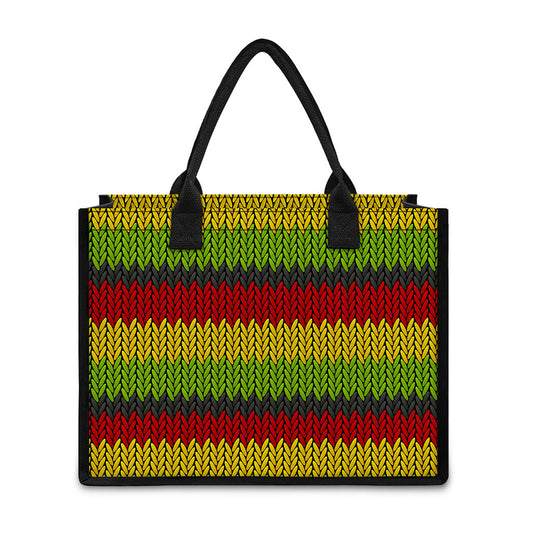 Knitted Style Reggae Pattern Print Canvas Tote Bag