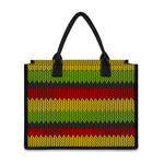 Knitted Style Reggae Pattern Print Canvas Tote Bag