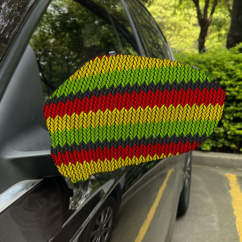 Knitted Style Reggae Pattern Print Car Side Mirror Covers
