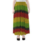 Knitted Style Reggae Pattern Print Chiffon Maxi Skirt