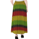 Knitted Style Reggae Pattern Print Chiffon Maxi Skirt