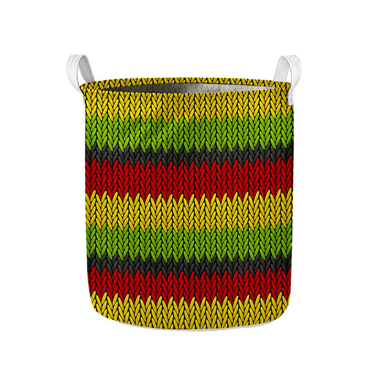 Knitted Style Reggae Pattern Print Collapsible Laundry Basket