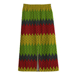 Knitted Style Reggae Pattern Print Cotton Front Slit Maxi Skirt