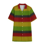 Knitted Style Reggae Pattern Print Cotton Hawaiian Shirt