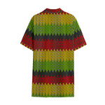 Knitted Style Reggae Pattern Print Cotton Hawaiian Shirt
