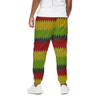 Knitted Style Reggae Pattern Print Cotton Pants