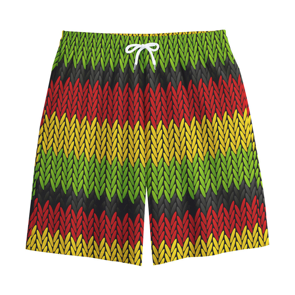 Knitted Style Reggae Pattern Print Cotton Shorts