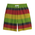 Knitted Style Reggae Pattern Print Cotton Shorts