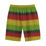 Knitted Style Reggae Pattern Print Cotton Shorts