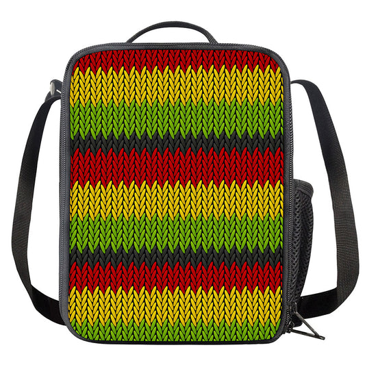 Knitted Style Reggae Pattern Print Crossbody Lunch Bag