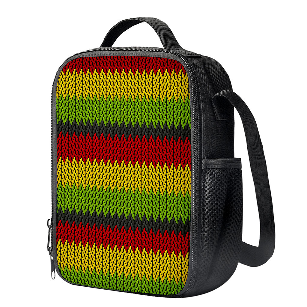 Knitted Style Reggae Pattern Print Crossbody Lunch Bag
