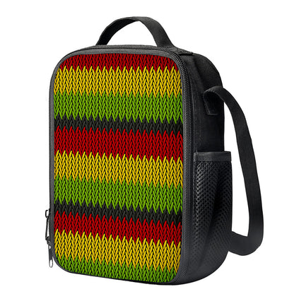Knitted Style Reggae Pattern Print Crossbody Lunch Bag