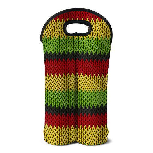 Knitted Style Reggae Pattern Print Double Neoprene Wine Tote