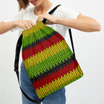 Knitted Style Reggae Pattern Print Drawstring Backpack