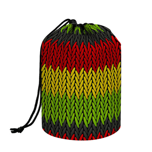 Knitted Style Reggae Pattern Print Drawstring Makeup Bag