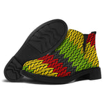 Knitted Style Reggae Pattern Print Flat Ankle Boots