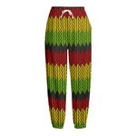 Knitted Style Reggae Pattern Print Fleece Lined Knit Pants