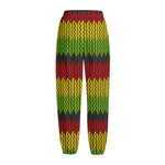 Knitted Style Reggae Pattern Print Fleece Lined Knit Pants